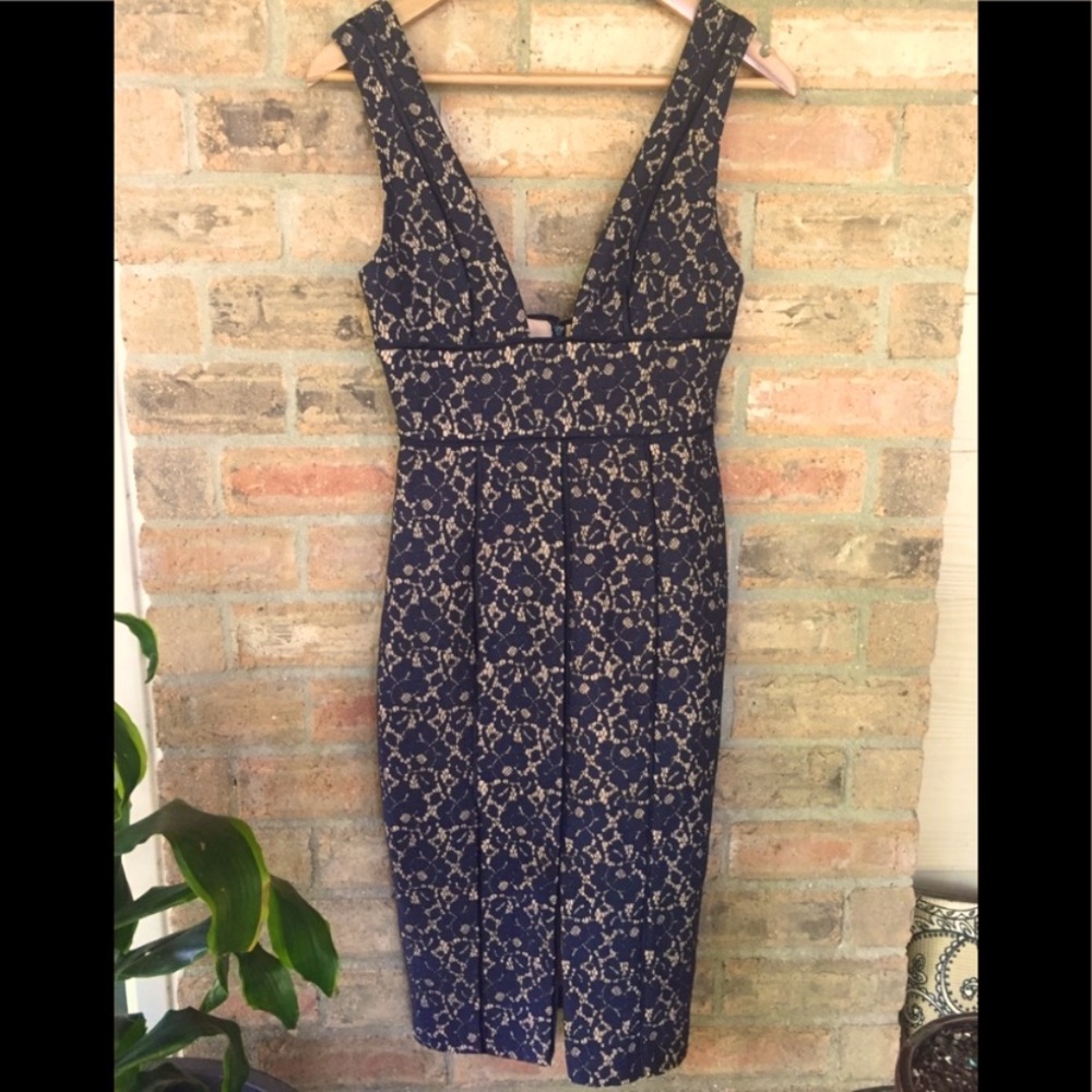 KEEPSAKE The Label Lace Black Plunge Sheath “Too Soon” Dress Cocktail Party Low
